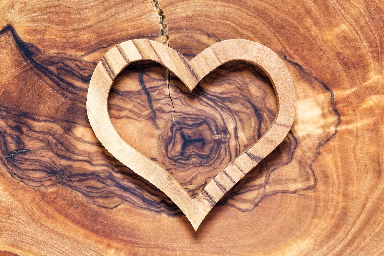 Corazón de madera de olivo